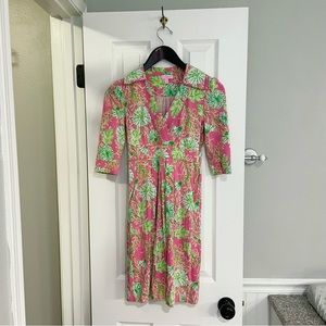 Lilly Pulitzer Pink and Green Floral Dress - silk knit